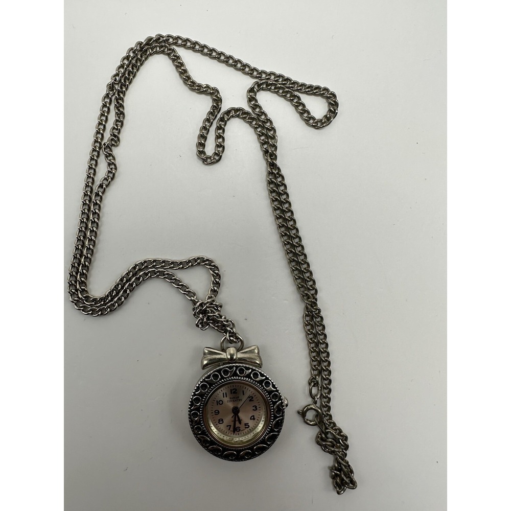 Sarah Coventry Ladies SCL339I Pendant Watch New Battery 26MM Silver Tone B43‎
